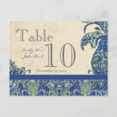 Elegant  Paisley Wedding Table Number Briefkaart (Achterkant)