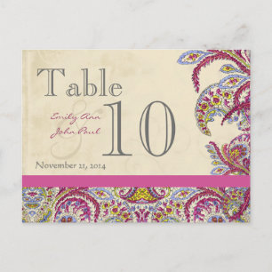 Elegant  Paisley Wedding Table Number Briefkaart