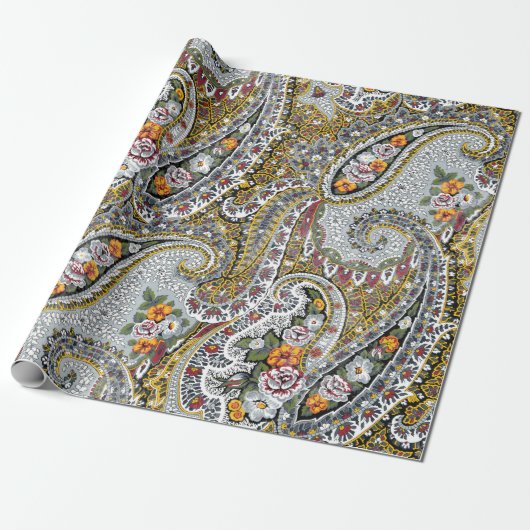 Elegant paisleypatroon cadeaupapier (Uitgerold)