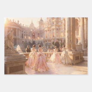 Elegant Palace Bal Oude Olie Schilderkunst Kunstpr Inpakpapier Vel