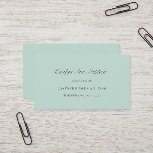 Elegant Pale Blue Business Card Visitekaartje (Voorkant / Achterkant in situ)