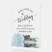 Elegant Pale Blue Rose Romantic Wedding Welcome Acryl Bord (Hoek)