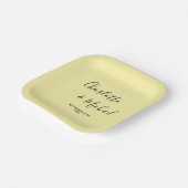 Elegant Pale Yellow Script Minimalist Wedding Papieren Bordje (Gebogen)