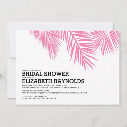Elegant palm Beach Bridal Shower-uitvindingen Kaart (Voorkant)