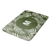 Elegant Palm Leaves Dark Green Monogramed Badmat (Gekanteld)