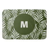 Elegant Palm Leaves Dark Green Monogramed Badmat (Voorkant)
