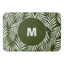 Elegant Palm Leaves Dark Green Monogramed