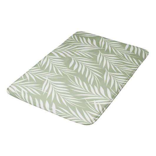 Elegant Palm Leaves Milk Olive Green Pattern Badmat (Gekanteld)