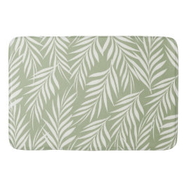 Elegant Palm Leaves Milk Olive Green Pattern Badmat