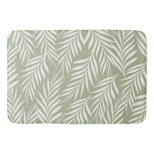 Elegant Palm Leaves Milk Olive Green Pattern Badmat (Voorkant)