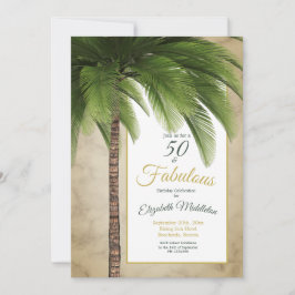 Elegant palm Tree 50 en Fabulous Modern Birthday Kaart