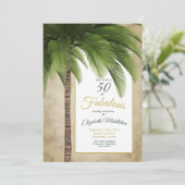 Elegant palm Tree 50 en Fabulous Modern Birthday Kaart (Staand voorkant)