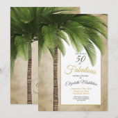 Elegant palm Tree 50 en Fabulous Modern Birthday Kaart (Voorkant / Achterkant)