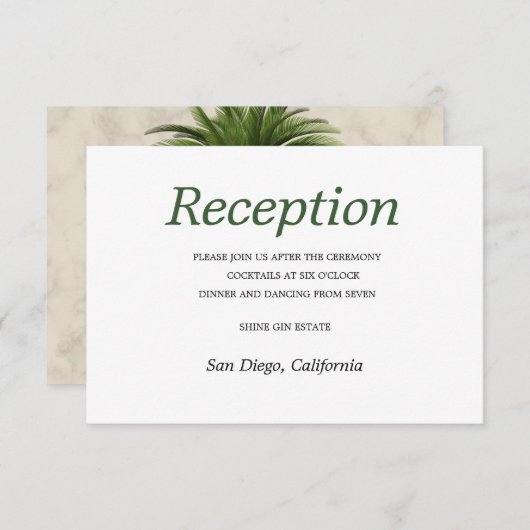 Elegant Palm Tree Chic Wedding RSVP (Voorkant / Achterkant)