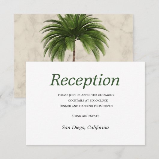 Elegant Palm Tree Chic Wedding RSVP Kaartje (Voorkant / Achterkant)