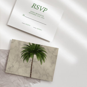 Elegant Palm Tree Chic Wedding RSVP Kaartje