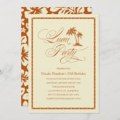 Elegant Palm Tree Hawaiian Luau Party Invitations Kaart (Voorkant / Achterkant)