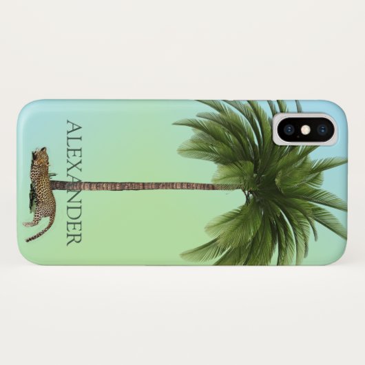 Elegant  Palm Tree Leopard Wild Green Case-Mate iPhone Case (Achterkant (horizontaal))