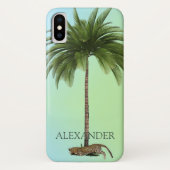 Elegant Palm Tree Leopard Wild Green Case-Mate iPhone Case (Achterkant)