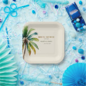 Elegant Palm Tree strand beige vrijgezellenfeest Papieren Bordje (Feest)