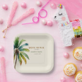 Elegant Palm Tree strand beige vrijgezellenfeest Papieren Bordje (Feest)