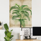 Elegant Palm Tree  Tropische marmer Poster (Thuiskantoor)
