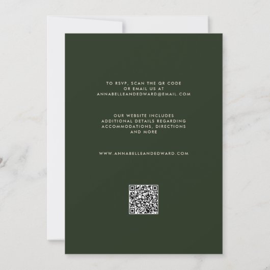 Elegant Palm Tree Wedding Invitation with QR Code Kaart (Achterkant)