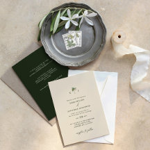 Elegant Palm Tree Wedding Invitation with QR Code