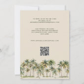 Elegant Palm Tree Wedding Invitation with QR Code Kaart (Achterkant)