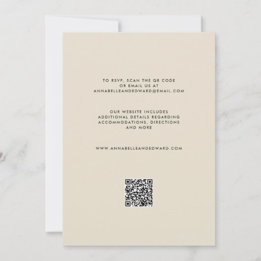 Elegant Palm Tree Wedding Invitation with QR Code Kaart (Achterkant)