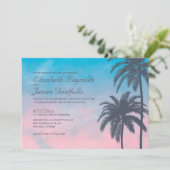 Elegant Palm Tree Wedding Invitations Kaart (Staand voorkant)