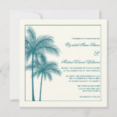 Elegant Palm Trees Blauwgroen Ecru Square Kaart (Voorkant)