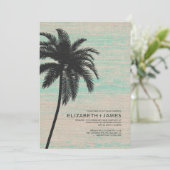Elegant Palm Trees Burlap Wedding Invitations Kaart (Staand voorkant)