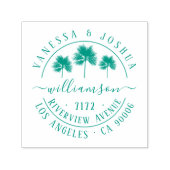 Elegant Palm Trees Couple Family Return Address Zelfinktende Stempel (Design)