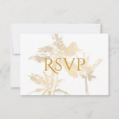 Elegant Palm Trees Gold Classic Text Beach Weddens RSVP Kaartje (Voorkant)