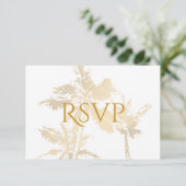 Elegant Palm Trees Gold Classic Text Beach Weddens RSVP Kaartje (Staand voorkant)