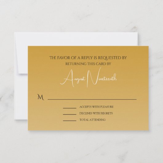 Elegant Palm Trees Gold Classic Text Beach Weddens RSVP Kaartje (Achterkant)