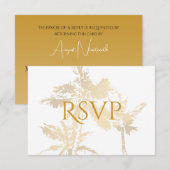 Elegant Palm Trees Gold Classic Text Beach Weddens RSVP Kaartje (Voorkant / Achterkant)