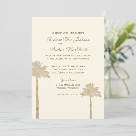 Elegant Palm Uitnodiging (Staand voorkant)