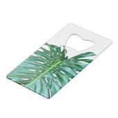 Elegant palmblad tropisch oerwoud regenwoudblad creditkaart flessenopener (Voorkant Gekanteld)