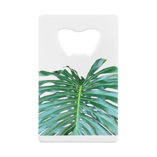 Elegant palmblad tropisch oerwoud regenwoudblad creditkaart flessenopener (Achterkant)