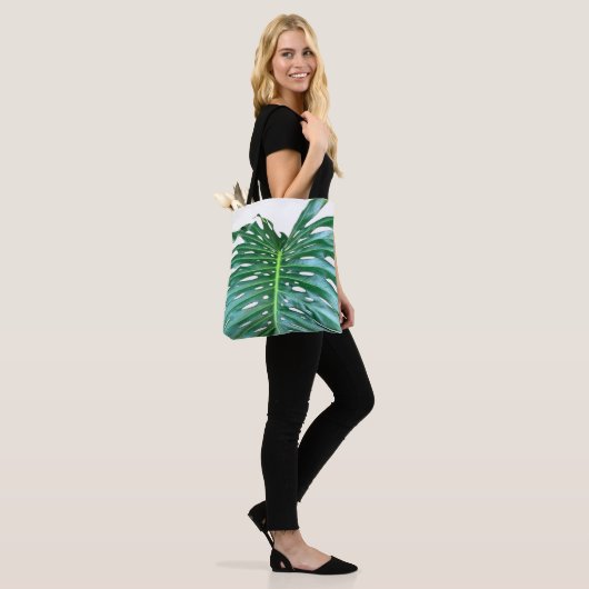 Elegant palmblad tropisch oerwoud regenwoudblad tote bag (Op model)