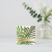 Elegant palmbladeren met Faux Gold Vierkante Visitekaartje (Staand voorkant)