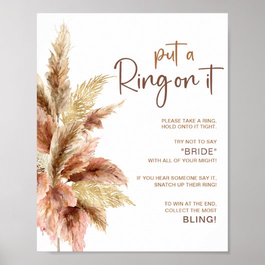 Elegant pampa gras | Ring Game Vrijgezellenfeest t Poster (Voorkant)