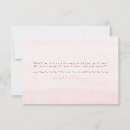 Elegant Pampagras Roze Bloemige Dankbetuiging Bedankkaart (Achterkant)