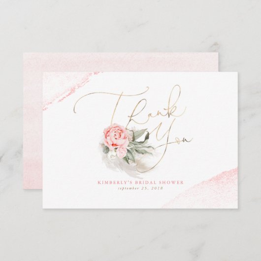 Elegant Pampagras Roze Bloemige Dankbetuiging Bedankkaart (Voorkant / Achterkant)