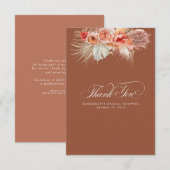 Elegant Pampagras Terracotta Bloemige Dank Je Bedankkaart (Voorkant / Achterkant)