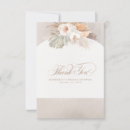 Elegant Pampagras Witte Bloemen Bedankje Bedankkaart (Voorkant)