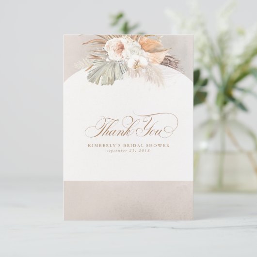 Elegant Pampagras Witte Bloemen Bedankje Bedankkaart (Staand voorkant)