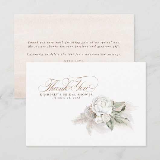 Elegant Pampagras Witte Bloemen Bedankt (Voorkant / Achterkant)